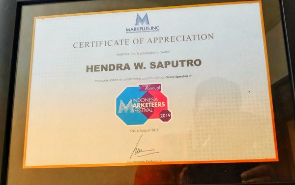 Sertifikat Indonesia Marketeers Festival 2019